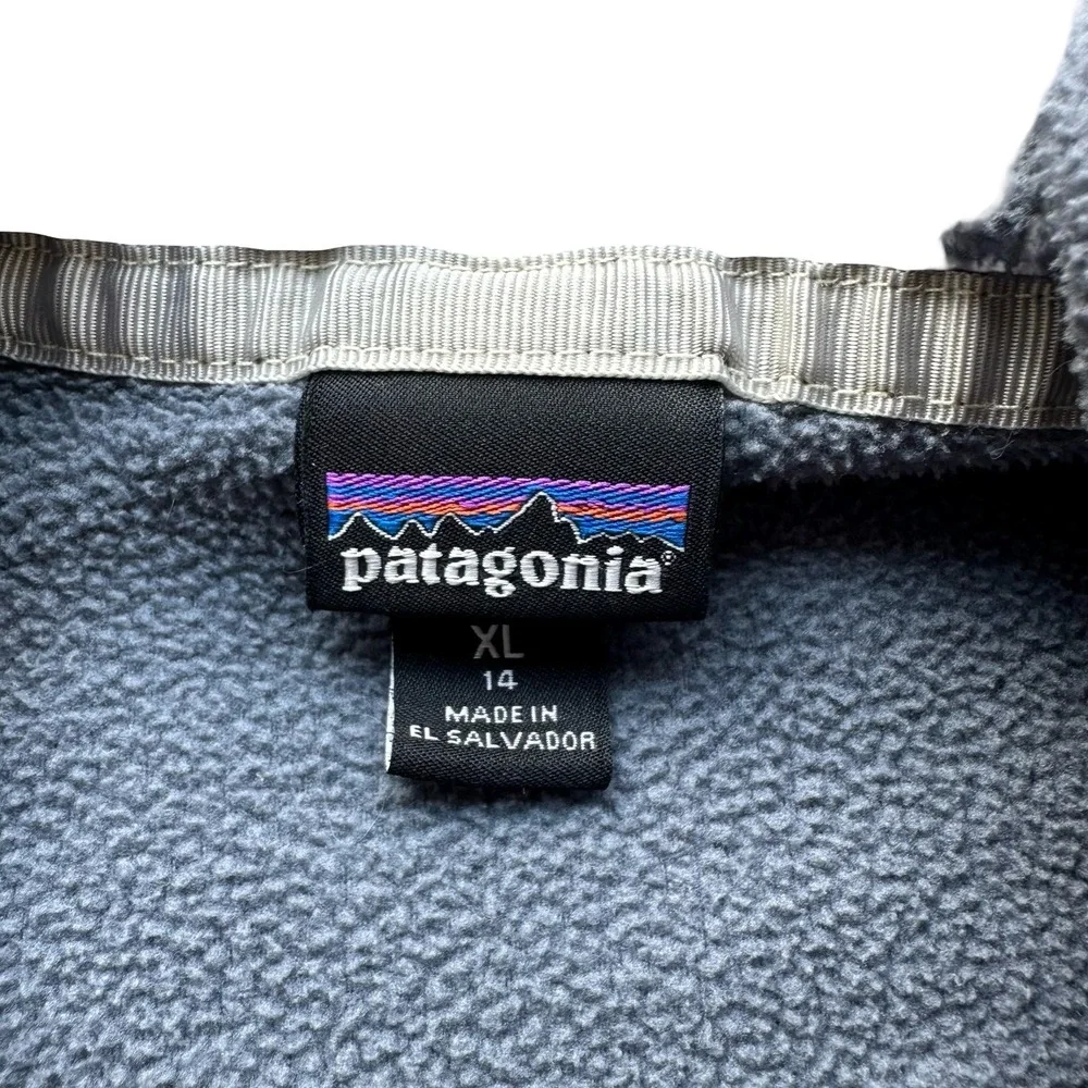 Patagonia Blue Orange Soft Fleece Hooded Full Zip Micro D Snap-T Jacket Size 14